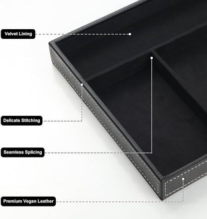 TopMade Valet Tray with Wireless Charging Pad Nightstand Organizer, Leather - Image 7