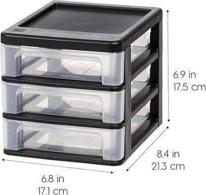 IRIS USA Plastic Stacking Desk Top 3-Drawer Storage Organizer, - Image 3