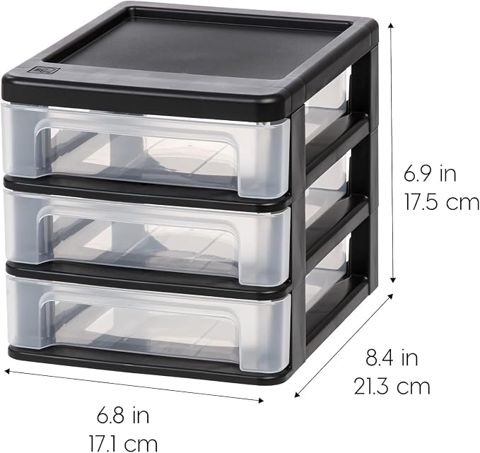 IRIS USA Plastic Stacking Desk Top 3-Drawer Storage Organizer, - Image 3