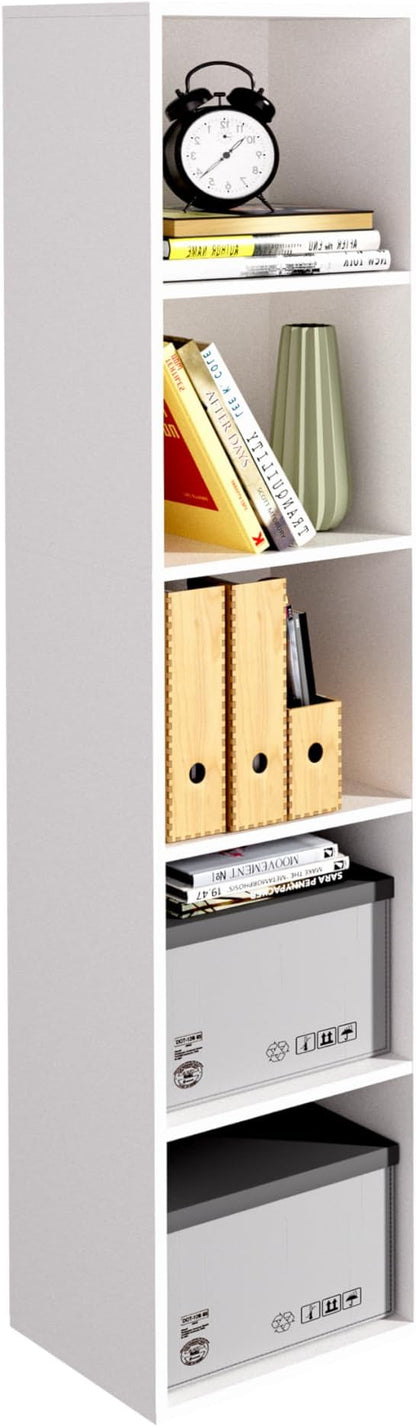5-Tier Wooden Cube Storage Organizer, 52 Inch Tall Bookcase & Display Shelf by NewBeth