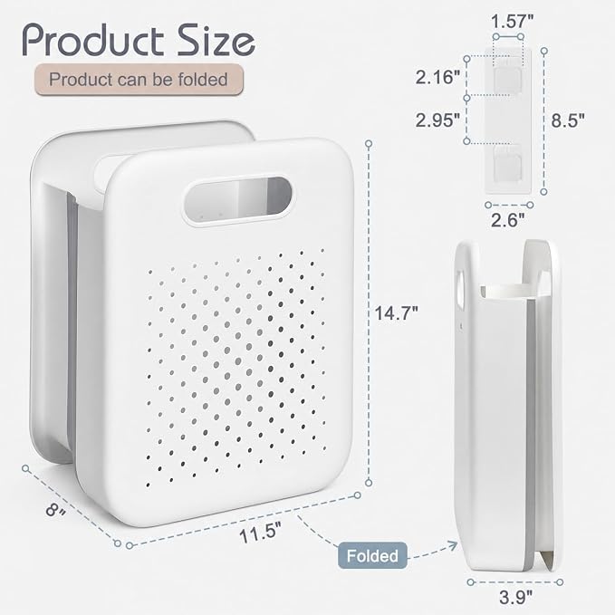 Goderewild Collapsible Laundry Basket, Space-Saving Wall-Mounted Hamper - Image 2