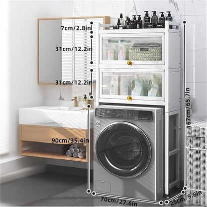 Over Washer and Dryer Storage Shelf Freestanding Laundry Room Organizer Cabinet - Image 2