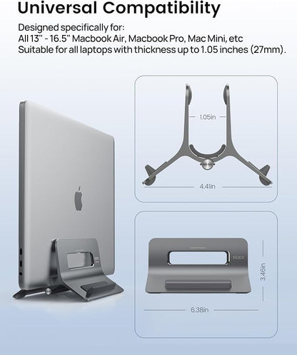 SODI Vertical Laptop Stand for Desk, Gravity Auto Lock MacBook Stand, Aluminum - Image 8