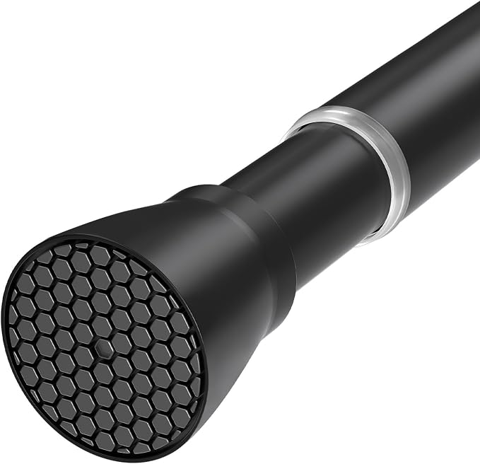 Black Tension Curtain Rod 28 to 48 Inch Spring Rod No Drilling Adjustable by QINGYUN