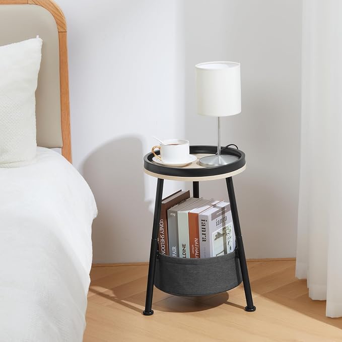 Small Round End Table, 2 Tier Side Table - Image 6