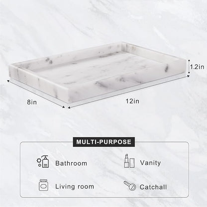 Bathroom Tray for Countertop, Marble Perfume Tray for Dresser Organizer - Image 3