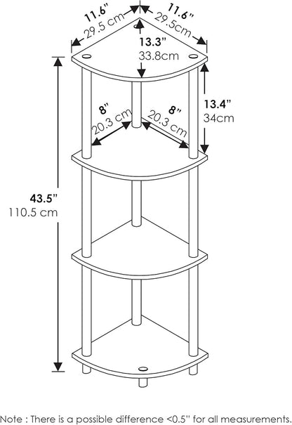 Furinno TURN-N-TUBE Corner Shelf, 4-Tier Corner Bookshelf, Display Storage - Image 3
