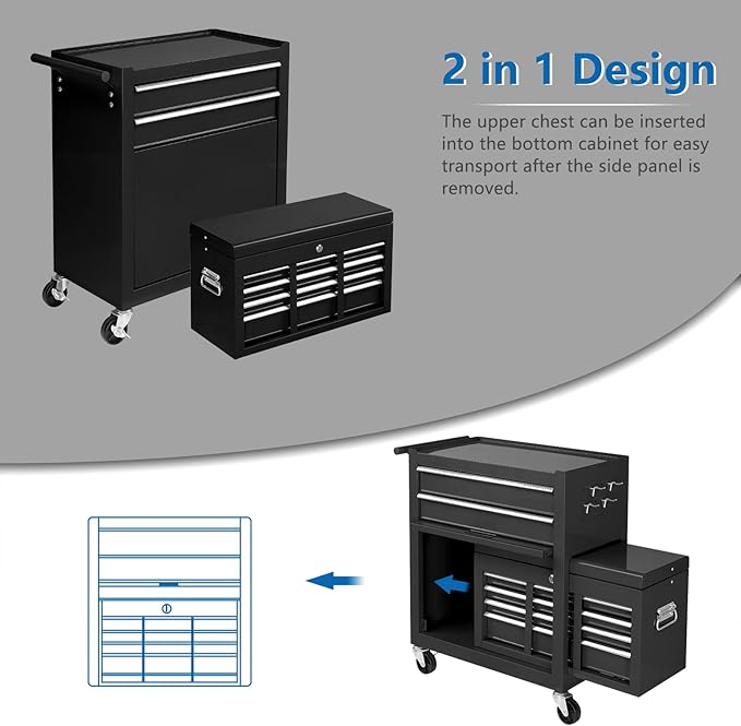 TUFFIOM 8-Drawer Rolling Tool Chest, Tool Storage Cabinet w/Lockable Wheels - Image 6