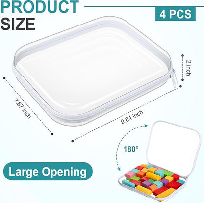 Hoolerry 4 Pcs Hard Clear Zipper Case Makeup Bags Plastic Pencil Pouch - Image 2