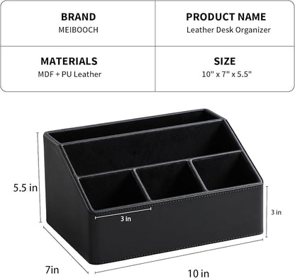 PU Leather Desk Organizer, Luxury Remote Control Holder - Image 4