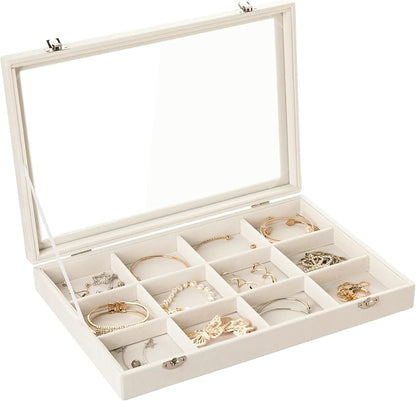 Frebeauty Velvet Jewelry Tray, 12 Grid Jewelry Organizer by Frebeauty