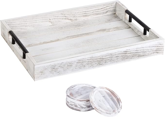 Wooden Serving Ottoman Tray by SUQANACY