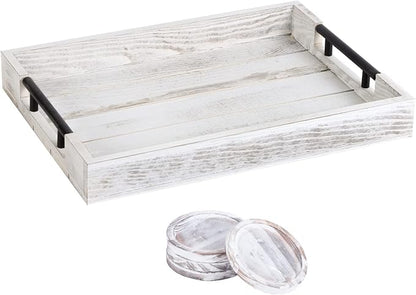 Wooden Serving Ottoman Tray by SUQANACY