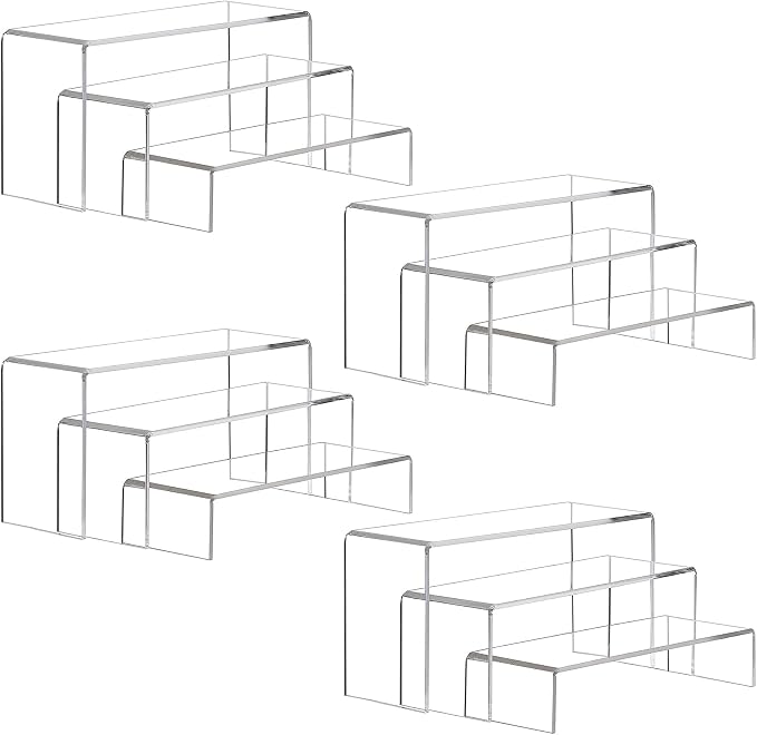 ANDGOO 12 Pack Large Acrylic Risers, 4 Set Clear Rectangular Stands by ANDGOO