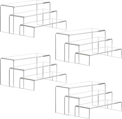 ANDGOO 12 Pack Large Acrylic Risers, 4 Set Clear Rectangular Stands by ANDGOO