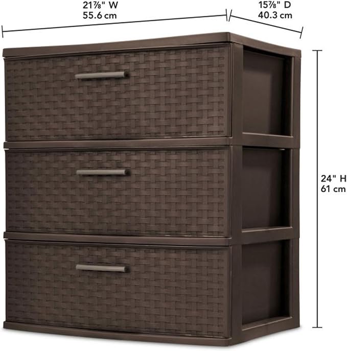 Sterilite 2-Pack 3-Drawer Wide Weave Tower, Storage Closet Organizer, and - Image 3