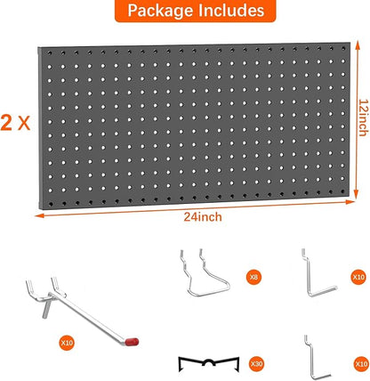 TORACK Metal Pegboard Wall Organizer 24" x 24" or 12" x 48" - Image 4