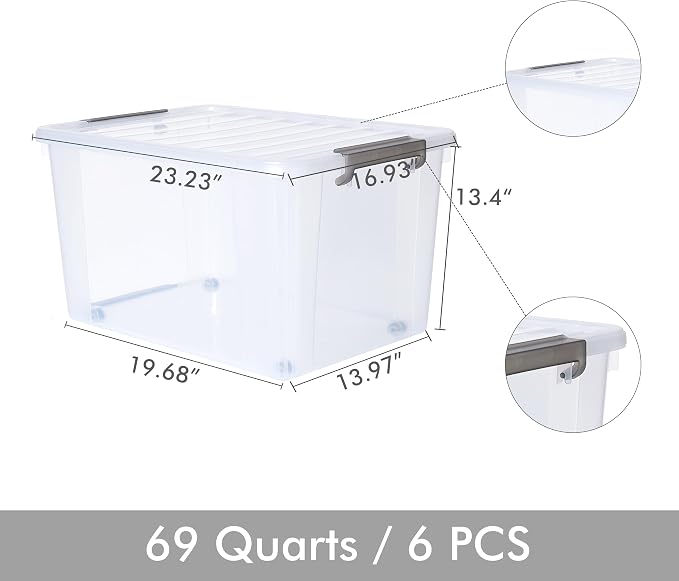 Citylife 6 Packs 69 QT Plastic Storage Bins - Image 2