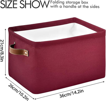 Burgundy Red Solid Color Foldable Storage Basket - Image 3