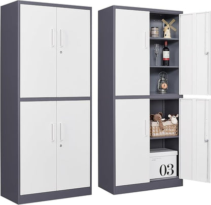 Metal Storage Cabinets with Doors and Shelves, Tall Storage Cabinets with Lock by SISESOL
