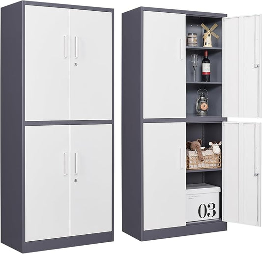 Metal Storage Cabinets with Doors and Shelves, Tall Storage Cabinets with Lock by SISESOL