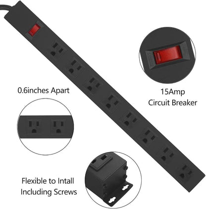 HHSOET Metal 8 Outlet Mountable Power Strip, Wall Mount Outlet Heavy Duty - Image 4