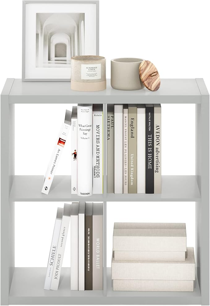 Furinno Cubicle Open Back Decorative Cube Storage Organizer, Light Grey | 14.6" - Image 8