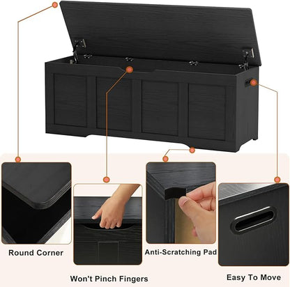 Timberer 47.2" Wooden Storage Chest, Extra Large Storage Trunk | Storage Bench - Image 6