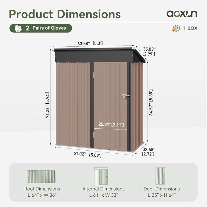 Aoxun 5’ x 2.9’ Shed Outdoor Storage Shed - Image 2