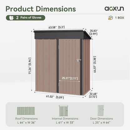 Aoxun 5’ x 2.9’ Shed Outdoor Storage Shed - Image 2