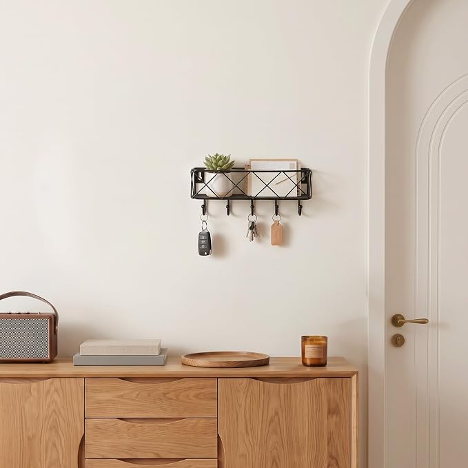 HappyHapi Key Holder Wall Mount, Metal Key Rack, 9.8”Lx2.1”Wx4.1”H | Wall - Image 5