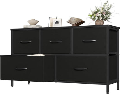 OLIXIS 5 Drawer Black Dresser for Bedroom, Closet Chest Organizer Furniture | by OLIXIS
