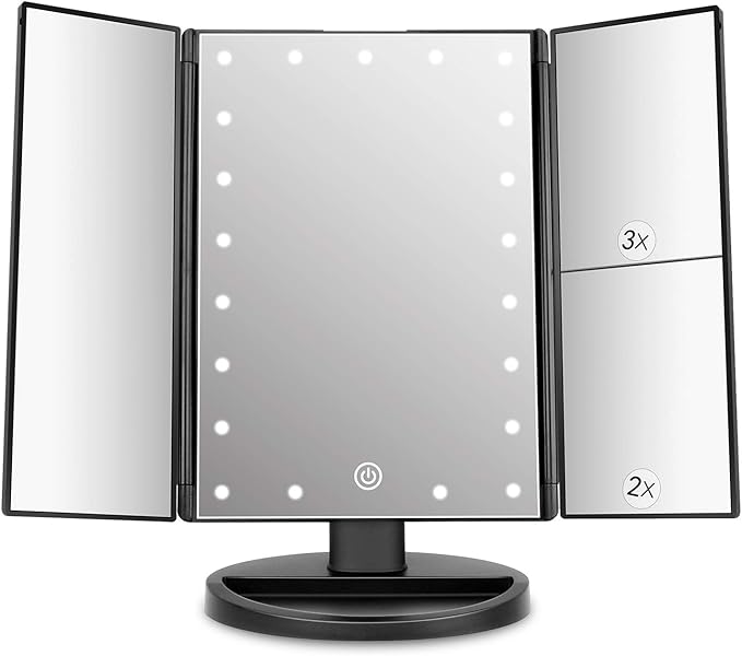 deweisn Tabletop Mount Trifold Lighted Vanity Mirror by deweisn