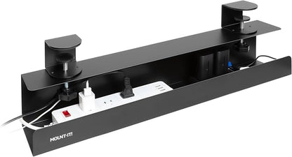 Mount-It! Under Desk Cable Management Tray – Clamp-On No-Drill Metal Cable by Mount-It