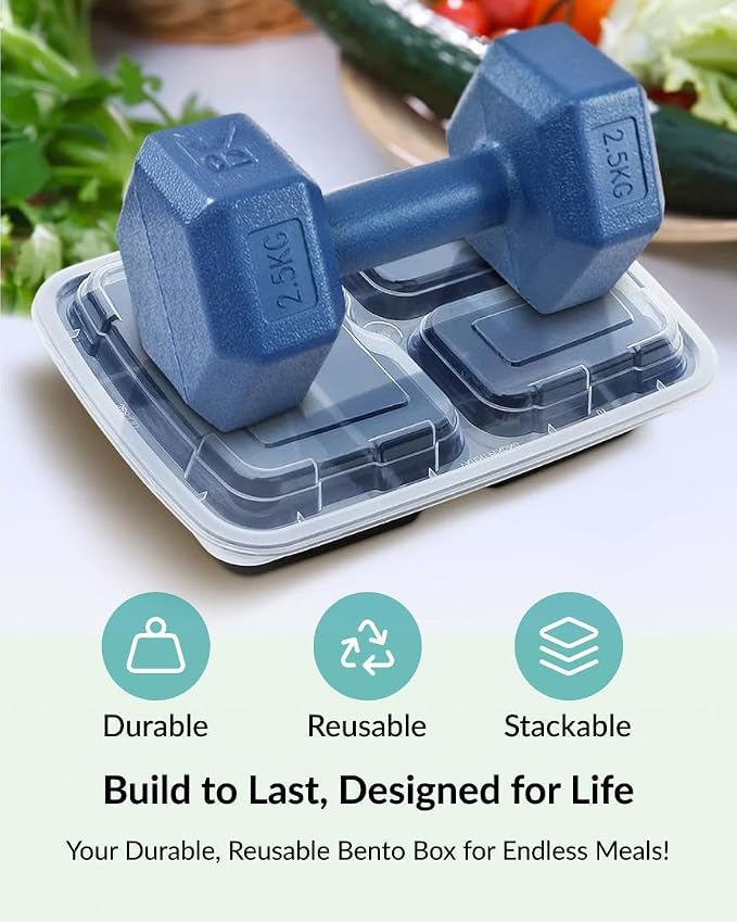 Enther Meal Prep Containers 3 Compartment - Image 3