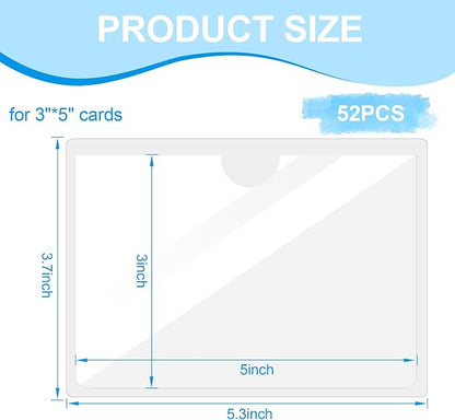 52 Pcs Clear Index Card Holder Self-Adhesive 3"X5" Top Open Label Holder | - Image 3