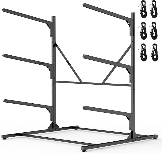 Kayak Storage Rack, Heavy Duty Freestanding Kayak Rack by LXVOOEE