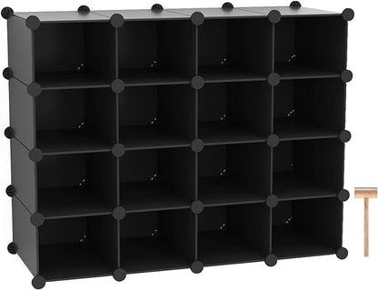 C&AHOME Plastic Shoe Rack, 16-Cube Modular Shoes Storage Stand, Stackable Shoe by CAHOME