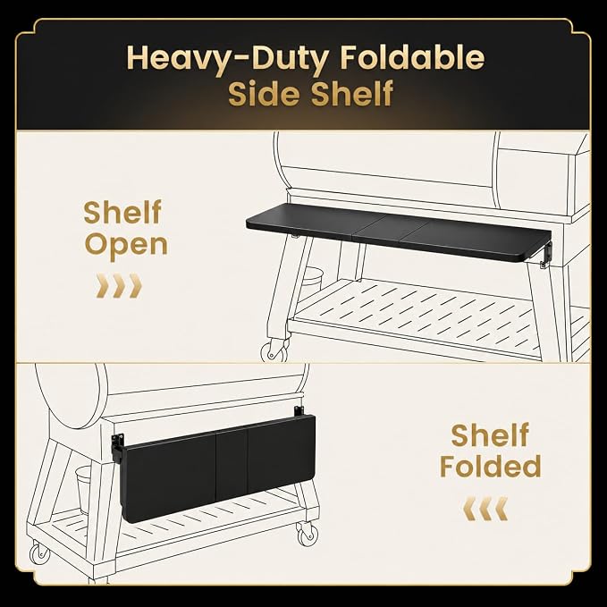QuliMetal Front Shelf for Recteq Deck Boss 800, Folding Front Grill Table - Image 5
