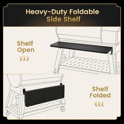 QuliMetal Front Shelf for Recteq Deck Boss 800, Folding Front Grill Table - Image 5