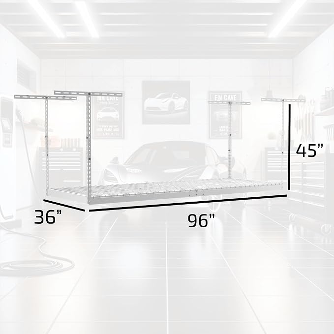 MonsterRax Overhead Garage Storage Racks 3x8’ Ceiling Mounted Shelving - Image 6