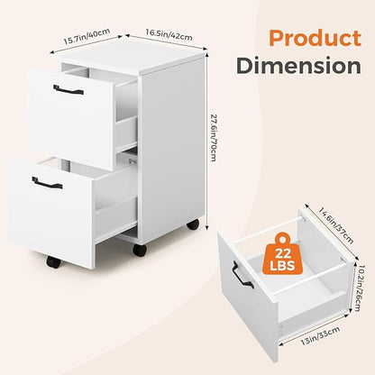 2 Drawer Filing Cabinet, Wood Rolling Filing Cabinets - Image 3