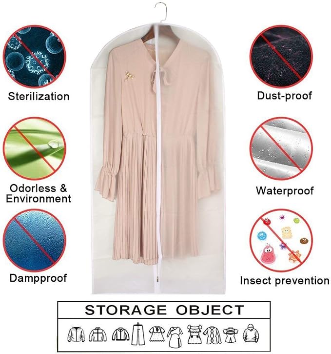Garment Bag Clear for Long Dress 24'' x 60'' Zippered Garment Bags for Hanging - Image 4