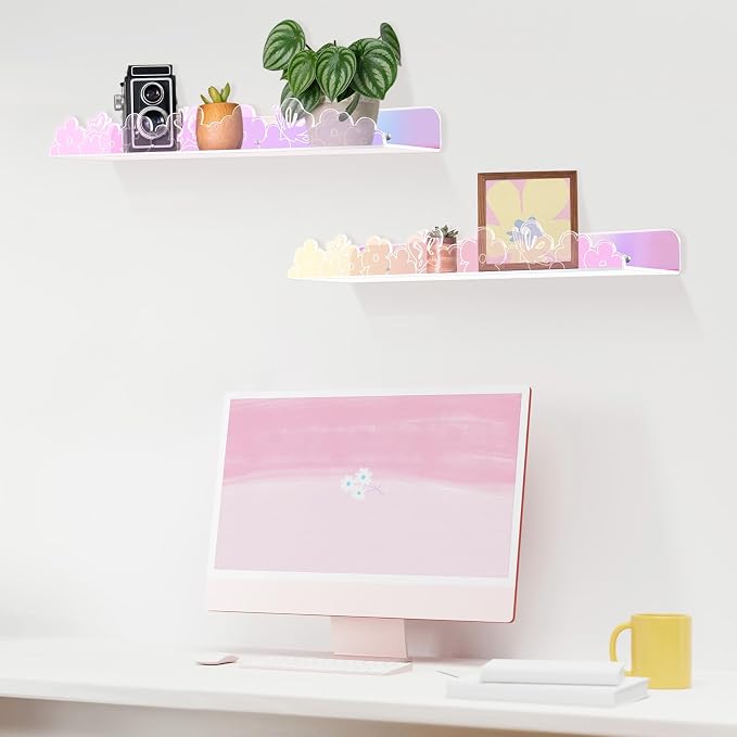 Floating Shelves for Wall, 4 Pack 15.7’’x 3.5’’Adhesive Acrylic Shelves - Image 2