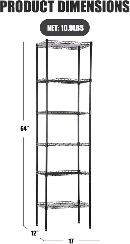 NChanmar 6-Tier Metal Shelving Unit Storage Shelves Metal Shelves 64"x17"x12" - Image 2