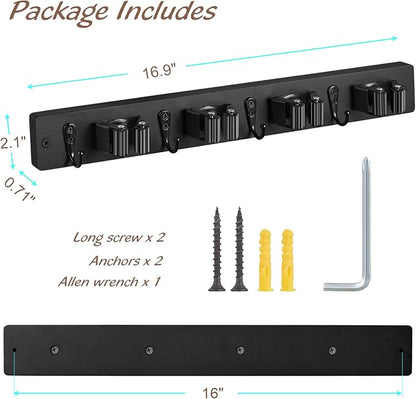 Black Mop Broom Holder Wall Mount - Image 6
