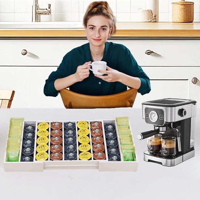 K Cup Holder, Bamboo Coffee Pod Holder Drawer Organizer, Expandable Coffee Pod - Image 8