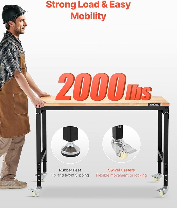 VEVOR Adjustable Workbench, 48-Inch Work Bench - Image 2
