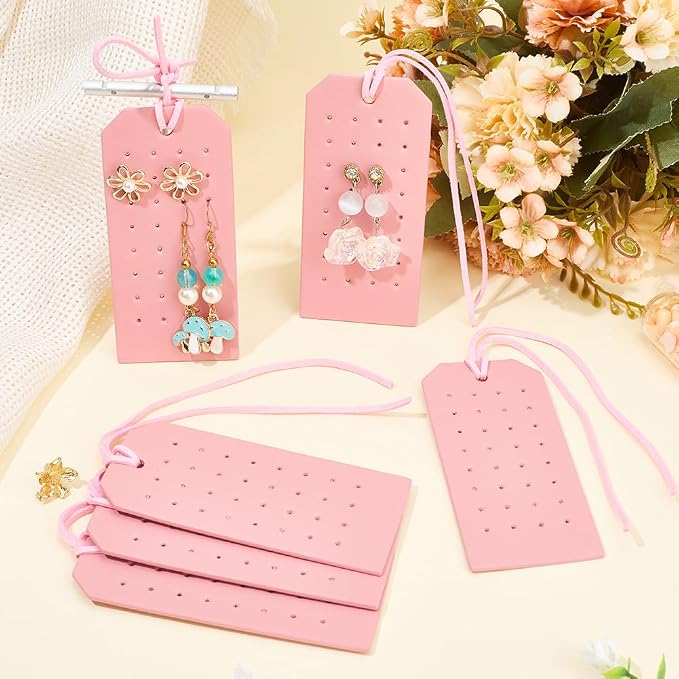 6Pcs Rectangle Pierced Stud Display Cards 32 Holes Portable PU Leather Earring - Image 4