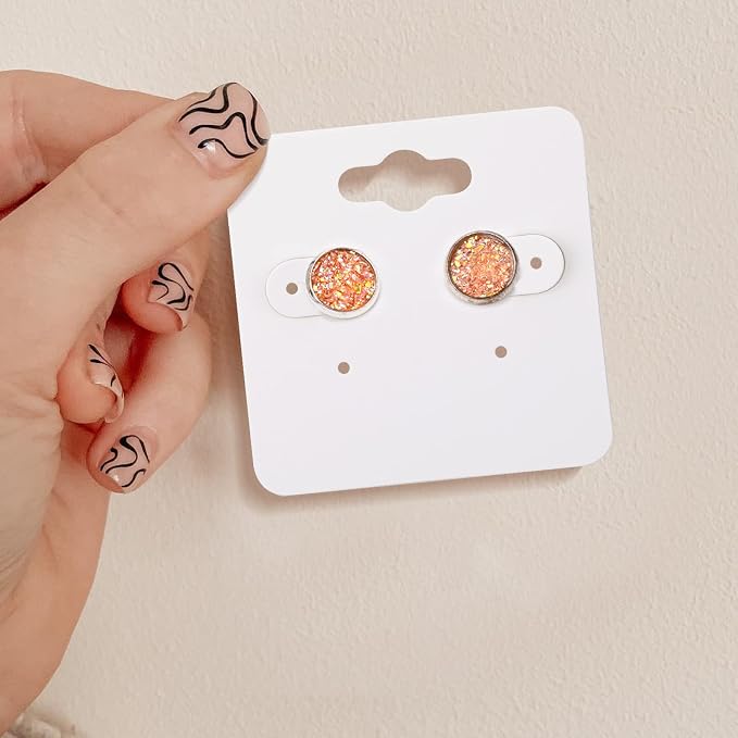 joycraft 100Pcs Earring Display Holder Cards, 2 Inch White Earring Hanging Cards - Image 4